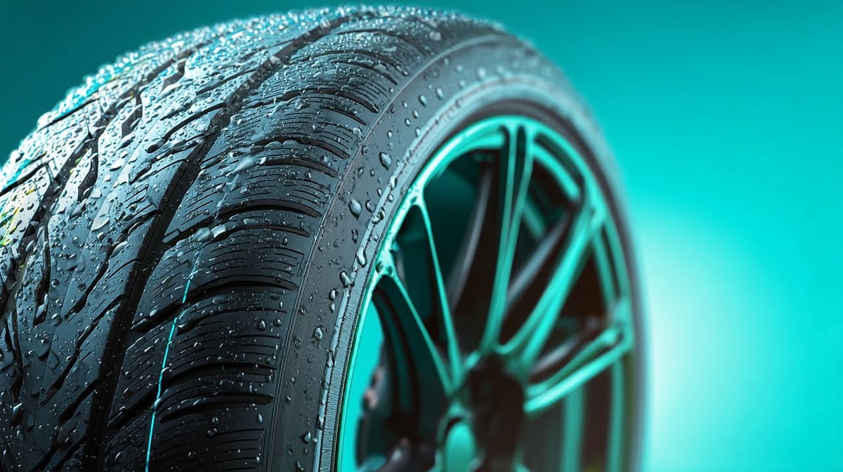 Car tire with tread detail